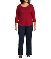 Ruby Rd. Plus Size Knit Scoop Neck 3/4 Sleeve Top