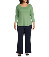 Ruby Rd. Plus Size Knit Scoop Neck 3/4 Sleeve Top