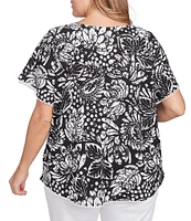 Ruby Rd. Plus Size Paisley Lace Scoop Neck Short Sleeve Top