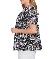 Ruby Rd. Plus Size Paisley Lace Scoop Neck Short Sleeve Top