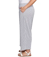 Ruby Rd. Plus Size Puckered Stripe Knit Wide Leg Pull-On Pants
