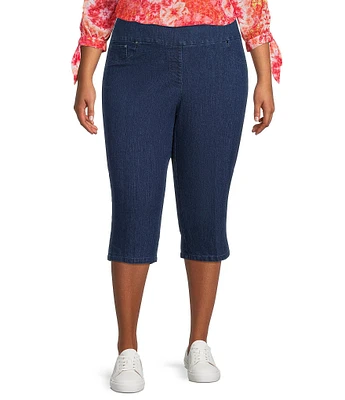 Ruby Rd. Plus Size Pull-On Extra Stretch Denim Clamdigger Capri Pants
