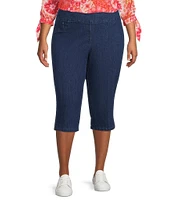 Ruby Rd. Plus Size Pull-On Extra Stretch Denim Clamdigger Capri Pants