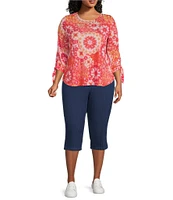 Ruby Rd. Plus Size Pull-On Extra Stretch Denim Clamdigger Capri Pants