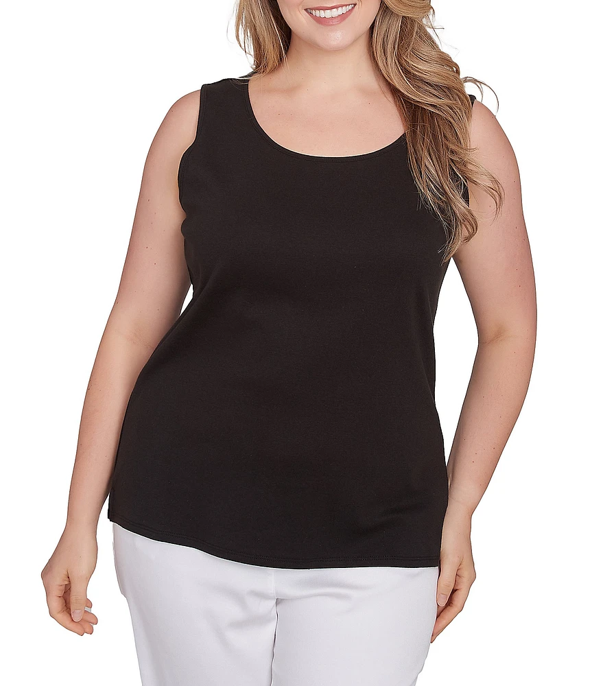 Ruby Rd. Plus Size Scoop Neck Sleeveless Cotton Rib Knit Tank