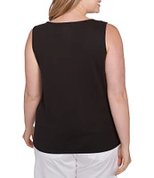 Ruby Rd. Plus Size Scoop Neck Sleeveless Cotton Rib Knit Tank