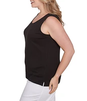 Ruby Rd. Plus Size Scoop Neck Sleeveless Cotton Rib Knit Tank