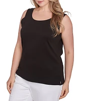 Ruby Rd. Plus Size Scoop Neck Sleeveless Cotton Rib Knit Tank