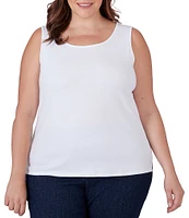 Ruby Rd. Plus Size Scoop Neck Sleeveless Cotton Rib Knit Tank