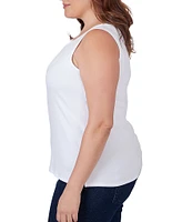 Ruby Rd. Plus Size Scoop Neck Sleeveless Cotton Rib Knit Tank