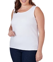 Ruby Rd. Plus Size Scoop Neck Sleeveless Cotton Rib Knit Tank