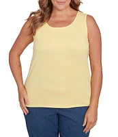 Ruby Rd. Plus Size Scoop Neck Sleeveless Cotton Rib Knit Tank