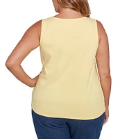 Ruby Rd. Plus Size Scoop Neck Sleeveless Cotton Rib Knit Tank