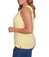 Ruby Rd. Plus Size Scoop Neck Sleeveless Cotton Rib Knit Tank