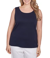 Ruby Rd. Plus Size Scoop Neck Sleeveless Cotton Rib Knit Tank