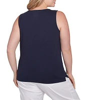 Ruby Rd. Plus Size Scoop Neck Sleeveless Cotton Rib Knit Tank