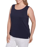 Ruby Rd. Plus Size Scoop Neck Sleeveless Cotton Rib Knit Tank