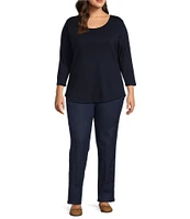 Ruby Rd. Plus Size Scoop Neck Solid Knit Top