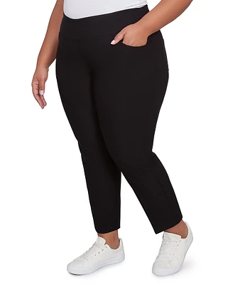 Ruby Rd. Plus Size Silk Tech Straight Leg Pull-On Ankle Pants