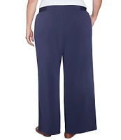 Ruby Rd. Plus Size Solid Crepe Wide Leg Pull-On Pants