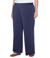 Ruby Rd. Plus Size Solid Crepe Wide Leg Pull-On Pants