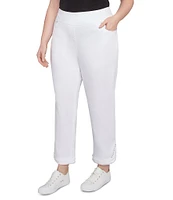 Ruby Rd. Plus Size Straight Leg Embellished Fringe Hem Detail Pull-On Pants