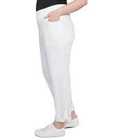 Ruby Rd. Plus Size Straight Leg Embellished Fringe Hem Detail Pull-On Pants