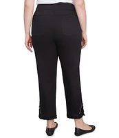 Ruby Rd. Plus Size Straight Leg Embellished Fringe Hem Pull-On Pants