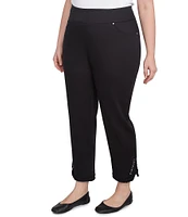 Ruby Rd. Plus Size Straight Leg Embellished Fringe Hem Pull-On Pants