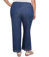 Ruby Rd. Plus Size Straight Leg Embroidered Eyelet Hem Pull-On Pants