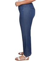 Ruby Rd. Plus Size Straight Leg Embroidered Eyelet Hem Pull-On Pants