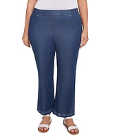 Ruby Rd. Plus Size Straight Leg Embroidered Eyelet Hem Pull-On Pants