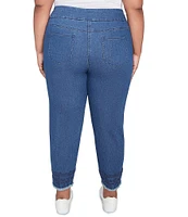 Ruby Rd. Plus Size Straight Leg Embroidered Frayed Hem Pull-On Ankle Pants