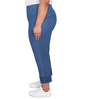 Ruby Rd. Plus Size Straight Leg Embroidered Frayed Hem Pull-On Ankle Pants