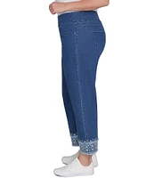 Ruby Rd. Plus Size Straight Leg Embroidered Hem Pull-On Jeans