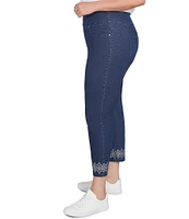 Ruby Rd. Plus Size Straight Leg Printed Hem Pull-On Ankle Jeans