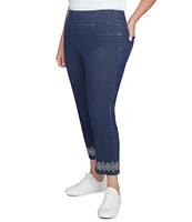 Ruby Rd. Plus Size Straight Leg Printed Hem Pull-On Ankle Jeans