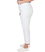 Ruby Rd. Plus Size Stretch Denim Embroidered Eyelet Hem Pull-On Ankle Jeans