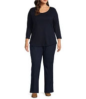 Ruby Rd. Plus Size Stretch Denim Flare Hem Pull-On Pant