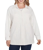 Ruby Rd. Plus Size Stretch Point Collar Long Sleeve Button Front Jacket