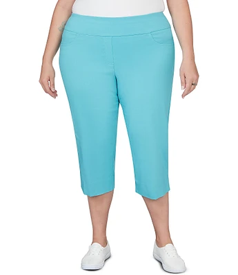 Ruby Rd. Plus Size Stretch Pull-On Side Slit Hem Capri Pants