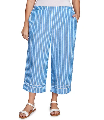Ruby Rd. Plus Size Stripe Wide Leg Pull-On Pants
