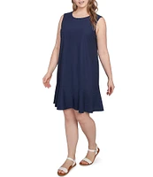 Ruby Rd. Plus Size Swiss Dot Scoop Neck Sleeveless Tiered Hem Dress