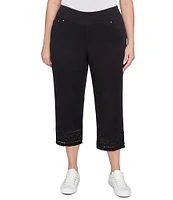 Ruby Rd. Plus Size Tencel ™ Embroidered Lotus Lace Hem Pull-On Pants