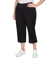 Ruby Rd. Plus Size Tencel ™ Embroidered Lotus Lace Hem Pull-On Pants