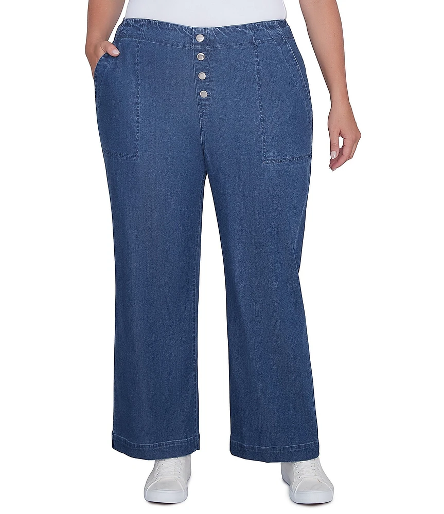 Ruby Rd. Plus Size Wide-Leg Button-Front Jeans