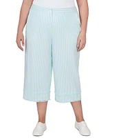 Ruby Rd. Plus Size Woven Striped Straight Leg Crop Pants