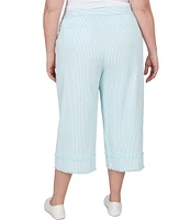 Ruby Rd. Plus Size Woven Striped Straight Leg Crop Pants