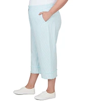 Ruby Rd. Plus Size Woven Striped Straight Leg Crop Pants