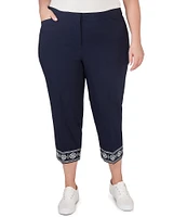 Ruby Rd. Plus Size Wrinkle Resistance Embroidered Hem Crop Pants